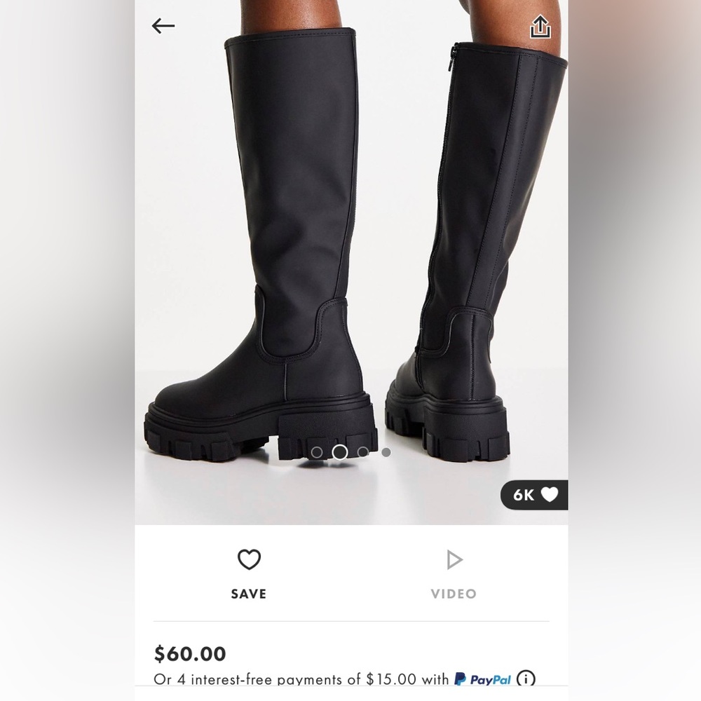 Chunky knee high boots. Matte black